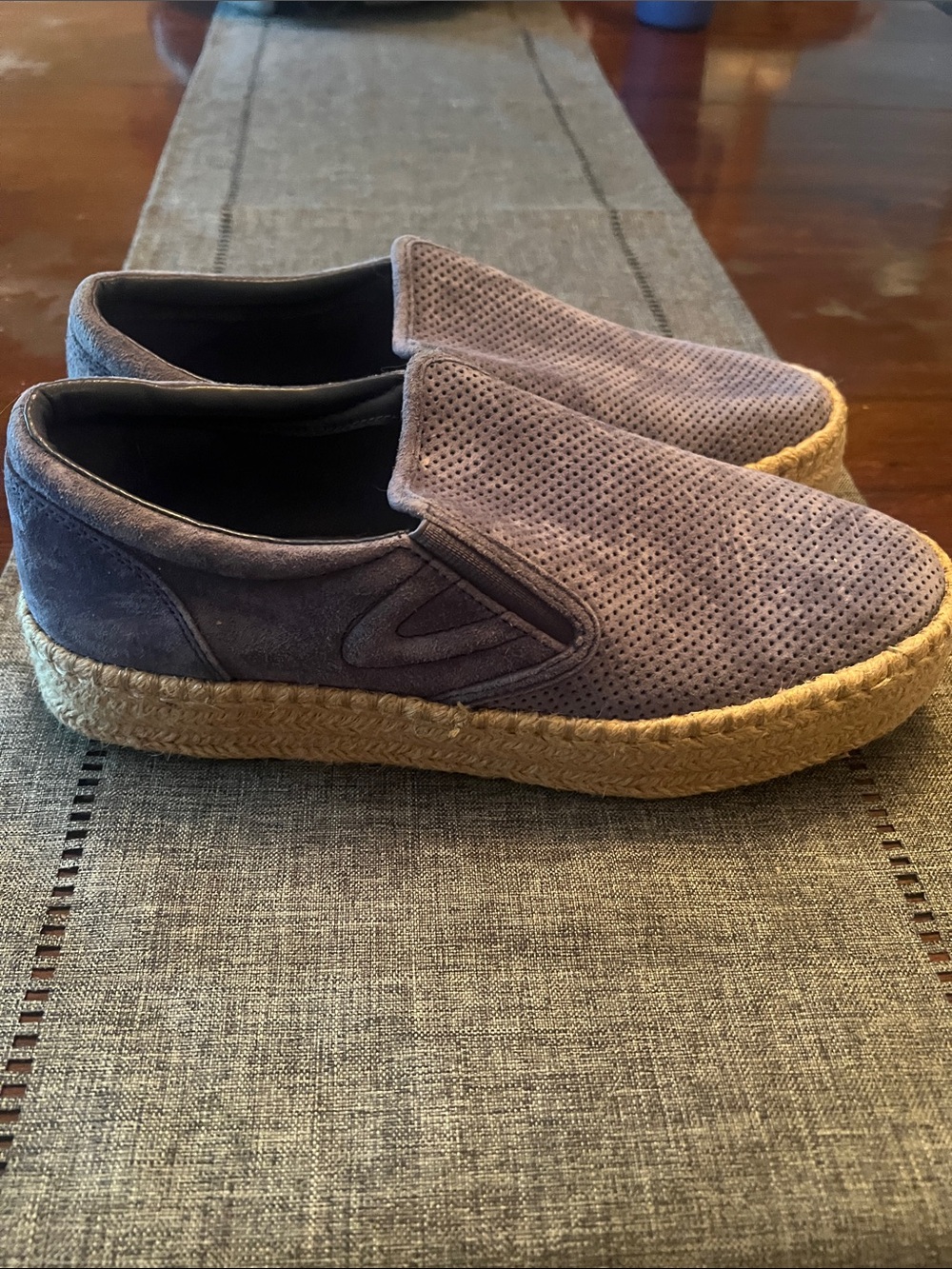 Tretorn Blue Perforated Suede Espadrille Slip-On